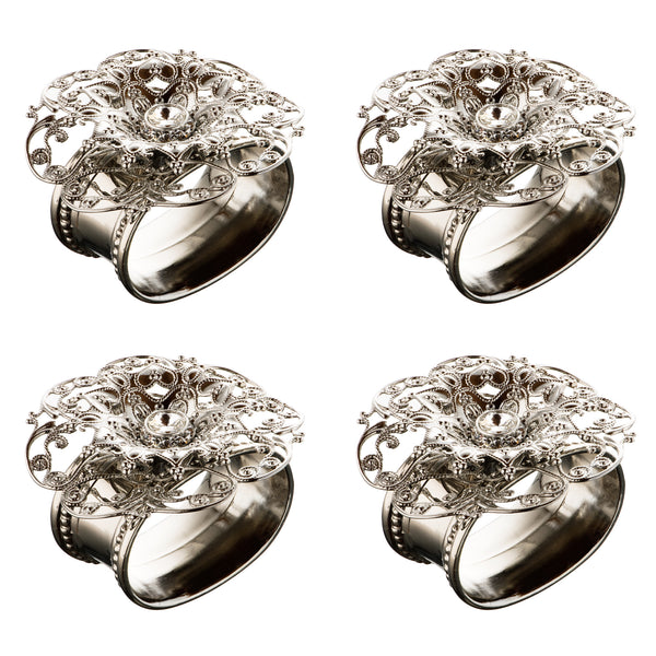 ALC Imperial Filigree Oval Stainless Steel Napkin Rings (set of four)